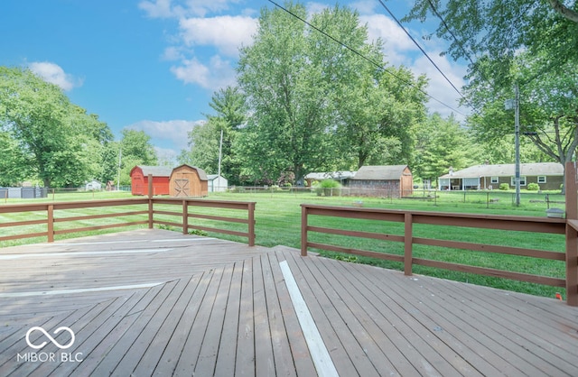 1189 N County Road 475 E, Avon, IN 46123 - wooden terrace with a storage shed and a fenced backyard