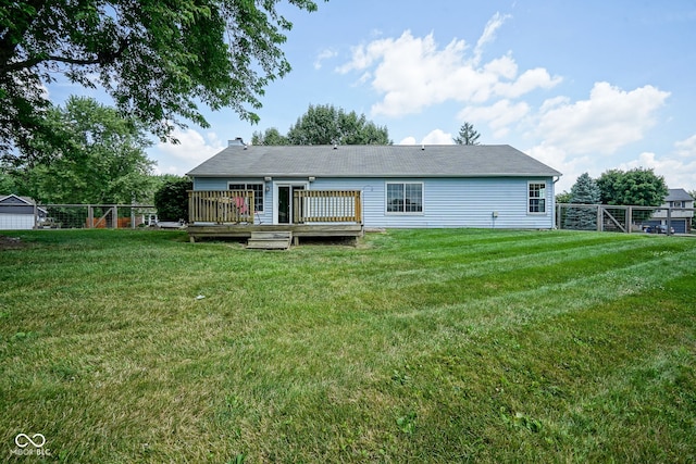 8809 Haddington Dr N, Indianapolis, IN 46256 - back of house featuring a deck and a chimney