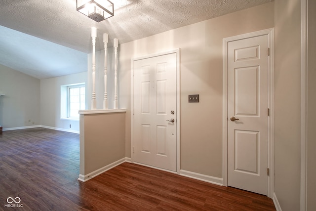 8809 Haddington Dr N, Indianapolis, IN 46256 - foyer featuring dark wood-style flooring and a textured ceiling