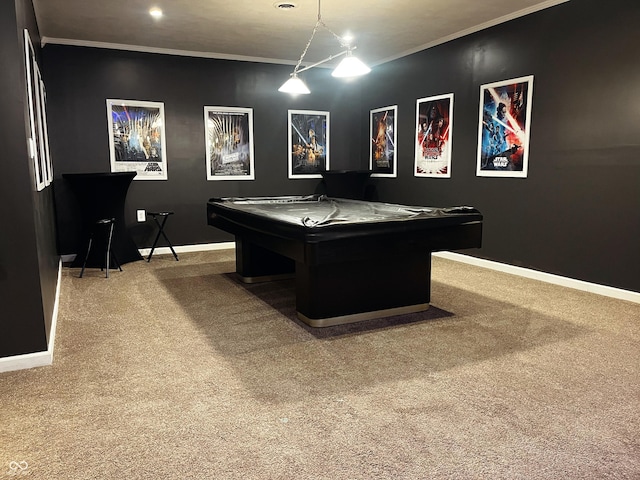 1646 N Nieman Dr, Greensburg, IN 47240 - rec room with crown molding, carpet floors, and billiards
