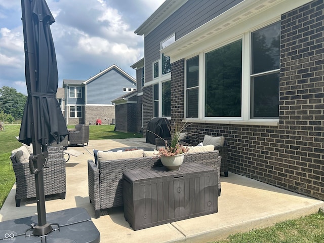 12059 Chapelwood Dr, Fishers, IN 46037 - view of patio with an outdoor living space and area for grilling