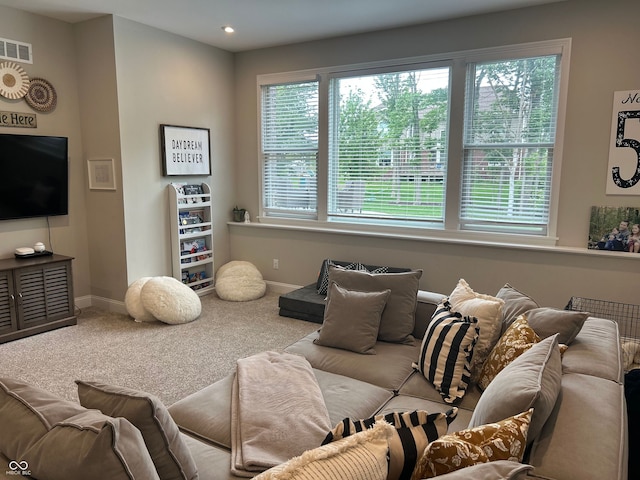 12059 Chapelwood Dr, Fishers, IN 46037 - living area featuring carpet and recessed lighting