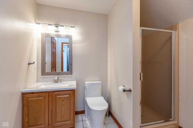 9437 N County Road 225 E, Pittsboro, IN 46167 - full bath featuring vanity, a stall shower, and tile patterned floors