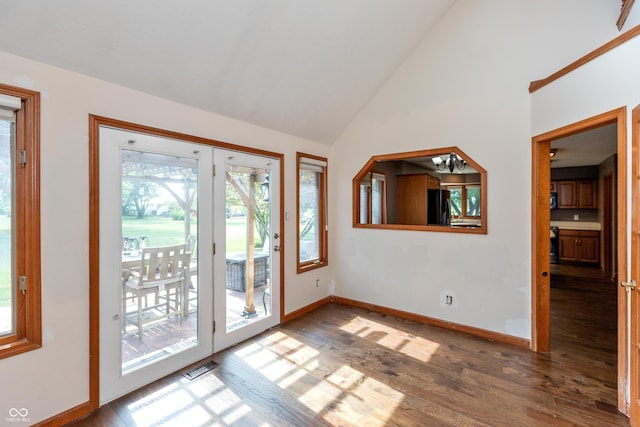 9437 N County Road 225 E, Pittsboro, IN 46167 - empty room featuring wood finished floors and high vaulted ceiling