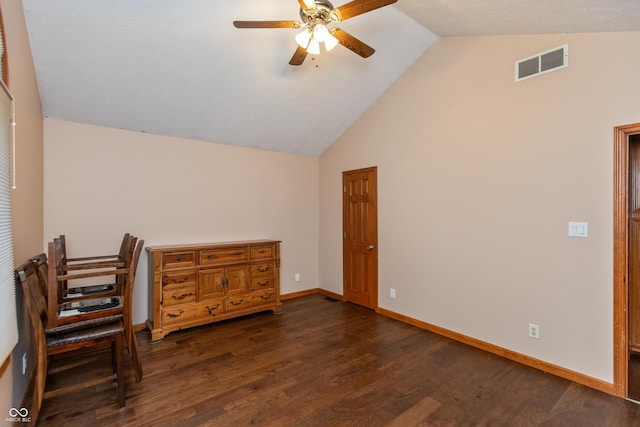 9437 N County Road 225 E, Pittsboro, IN 46167 - bonus room with ceiling fan, dark wood-type flooring, and high vaulted ceiling