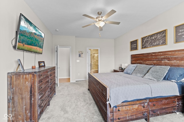 1448 Willow Tree Ln, Sheridan, IN 46069 - bedroom featuring light carpet, ceiling fan, and ensuite bathroom