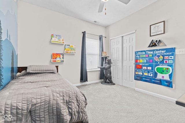 1448 Willow Tree Ln, Sheridan, IN 46069 - bedroom featuring carpet, a closet, and a ceiling fan