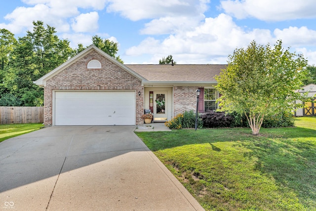 1058 Creekwood Ln, Franklin, IN 46131 - ranch-style home featuring driveway, an attached garage, brick siding, and a shingled roof