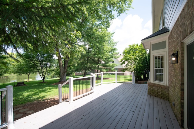 10630 Thorny Rdg Trce, Fishers, IN 46037 - wooden terrace featuring a lawn and a water view