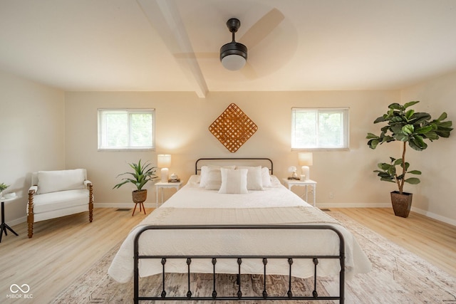 107 Pasadena Rd, Noblesville, IN 46062 - bedroom with wood finished floors, ceiling fan, and beamed ceiling