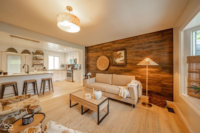 107 Pasadena Rd, Noblesville, IN 46062 - living area with light wood-style floors, plenty of natural light, and wooden walls