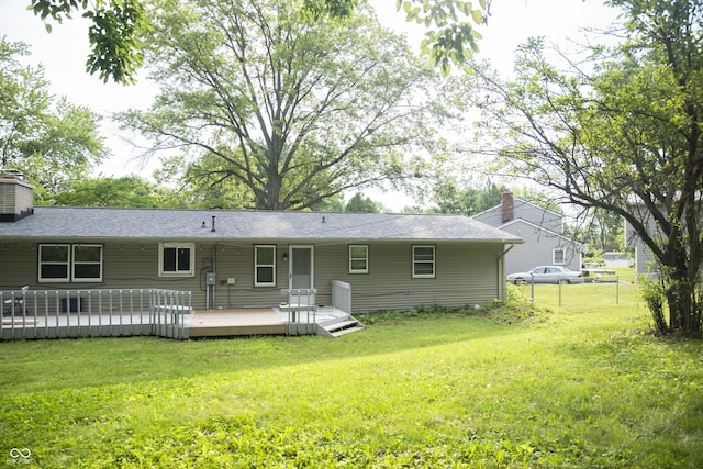 124 Georgton Ct, West Lafayette, IN 47906 - rear view of property featuring a deck and a chimney