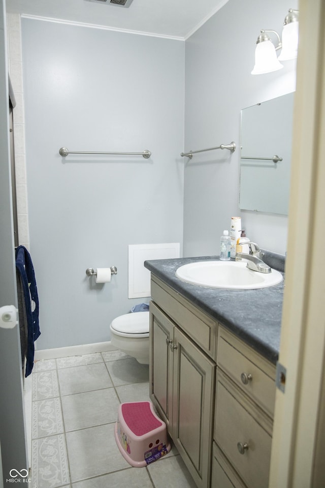 124 Georgton Ct, West Lafayette, IN 47906 - bathroom with vanity, crown molding, and tile patterned flooring