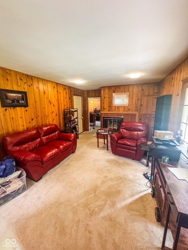 124 Georgton Ct, West Lafayette, IN 47906 - carpeted living area with wood walls