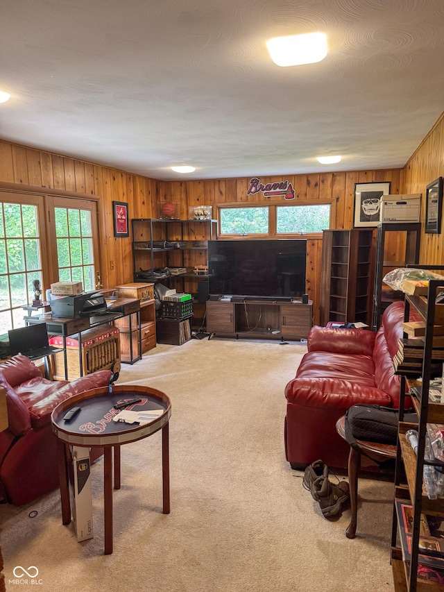 124 Georgton Ct, West Lafayette, IN 47906 - living room featuring carpet floors and wooden walls