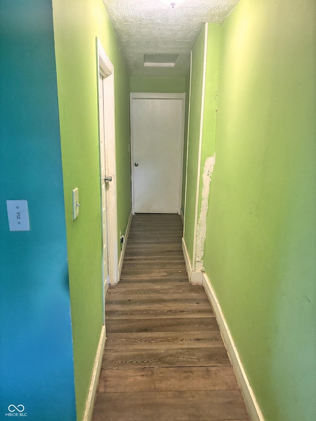 543 N Oakland Ave, Indianapolis, IN 46201 - hallway with a textured ceiling and dark wood finished floors