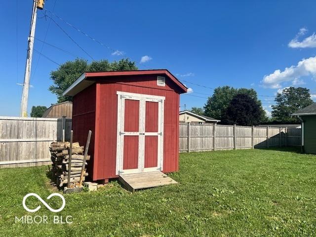 9490 N Keith Dr W, Columbus, IN 47203 - view of shed featuring a fenced backyard