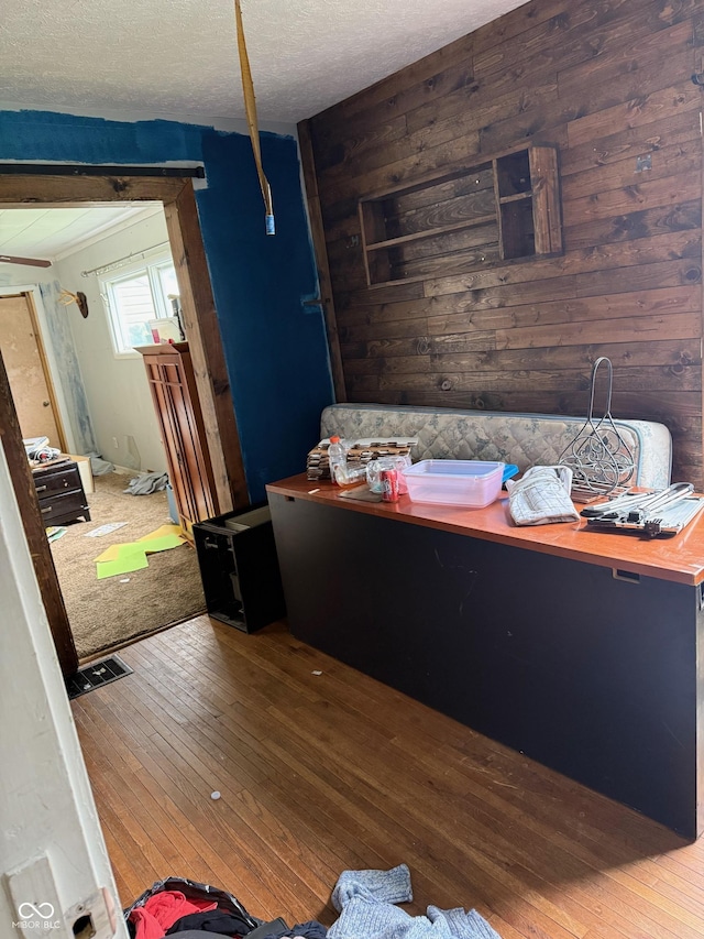 1918 14th St, Columbus, IN 47201 - dining space with wood-type flooring and wooden walls