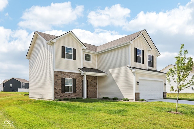 1186 Vera Blvd, Danville, IN 46122 - traditional-style house with an attached garage, driveway, brick siding, and a front yard