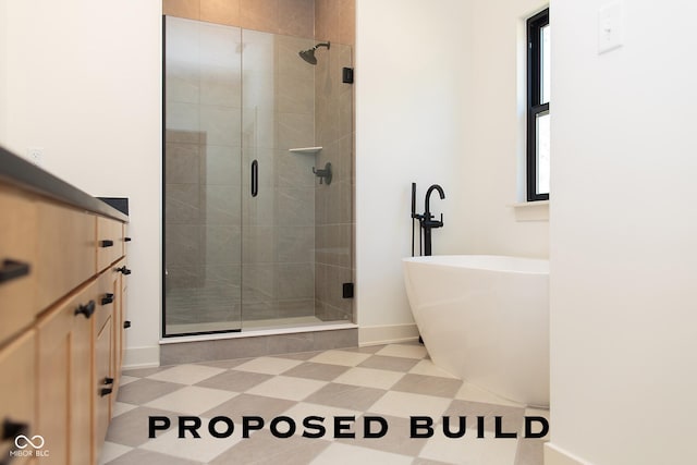 LOT76 Egs Blvd, Batesville, IN 47006 - full bath with a shower stall, a freestanding tub, and tile patterned floors