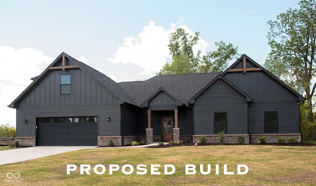 LOT76 Egs Blvd, Batesville, IN 47006 - view of front facade with board and batten siding and a front lawn