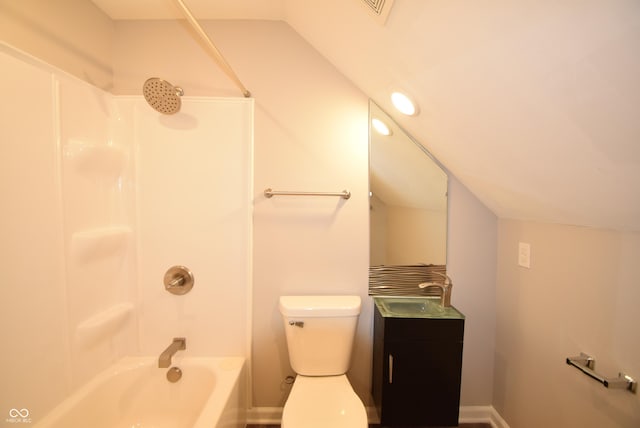 552 Jefferson Ave, Indianapolis, IN 46201 - bathroom featuring vanity, lofted ceiling, and shower / bathtub combination