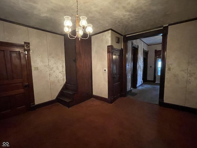 3220 E New York St, Indianapolis, IN 46201 - unfurnished dining area with a chandelier and carpet flooring