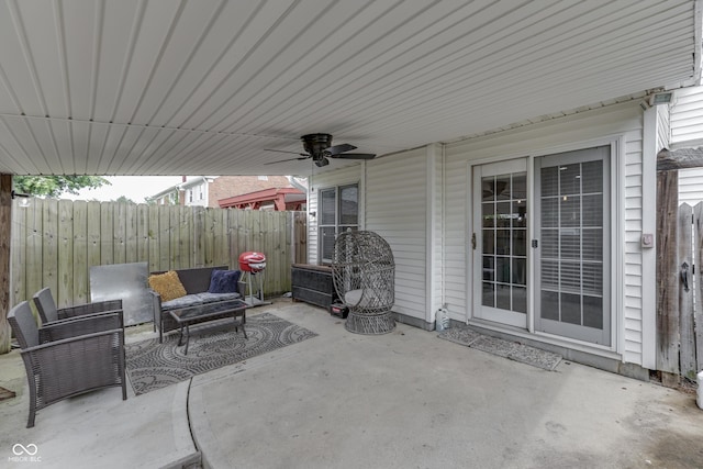 7444 Melanie Ln, Indianapolis, IN 46217 - view of patio with ceiling fan and an outdoor living space