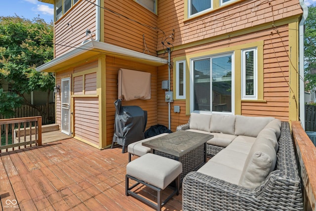 3055 N Washington Blvd, Indianapolis, IN 46205 - wooden deck with outdoor lounge area and a grill