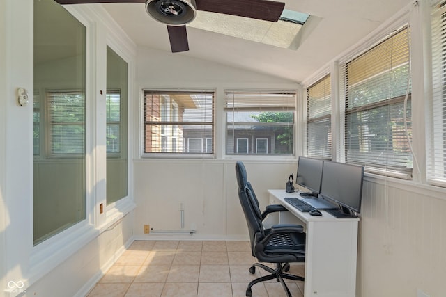 3055 N Washington Blvd, Indianapolis, IN 46205 - office area with lofted ceiling, a ceiling fan, and light tile patterned floors
