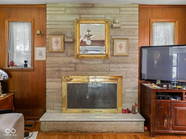 5530 Skyridge Dr, Indianapolis, IN 46250 - living room with wood finished floors and a fireplace