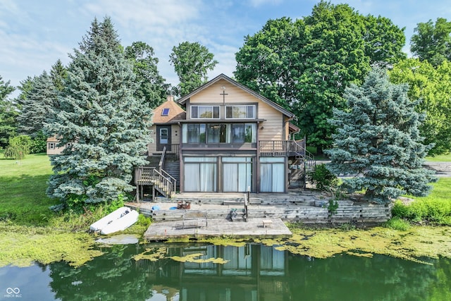 19120 Tomlinson Rd, Westfield, IN 46074 - back of property featuring stairway and a deck with water view