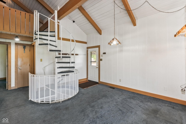 19120 Tomlinson Rd, Westfield, IN 46074 - foyer entrance featuring stairway and dark colored carpet