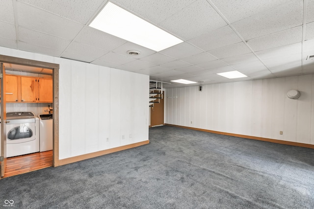 19120 Tomlinson Rd, Westfield, IN 46074 - finished basement with independent washer and dryer, carpet floors, and a paneled ceiling