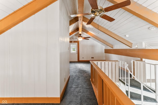 19120 Tomlinson Rd, Westfield, IN 46074 - corridor featuring dark colored carpet and an upstairs landing