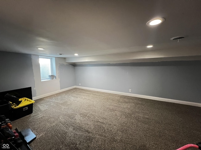 215 N Main St, Batesville, IN 47006 - basement featuring carpet flooring and recessed lighting