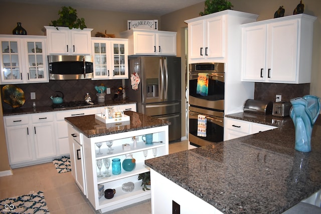 5817 Mustang Ter, Plainfield, IN 46168 - kitchen with appliances with stainless steel finishes, open shelves, white cabinetry, and tasteful backsplash