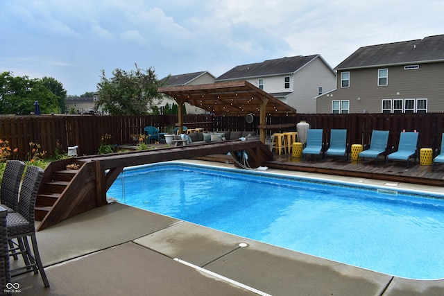 5817 Mustang Ter, Plainfield, IN 46168 - view of pool featuring a fenced backyard, a deck, a patio, and a pergola