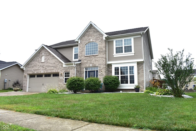 5817 Mustang Ter, Plainfield, IN 46168 - traditional-style home with a front lawn, concrete driveway, a garage, and brick siding