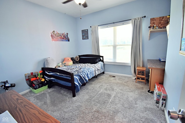 6362 W Friends Way Ct, Paragon, IN 46166 - carpeted bedroom featuring baseboards and a ceiling fan