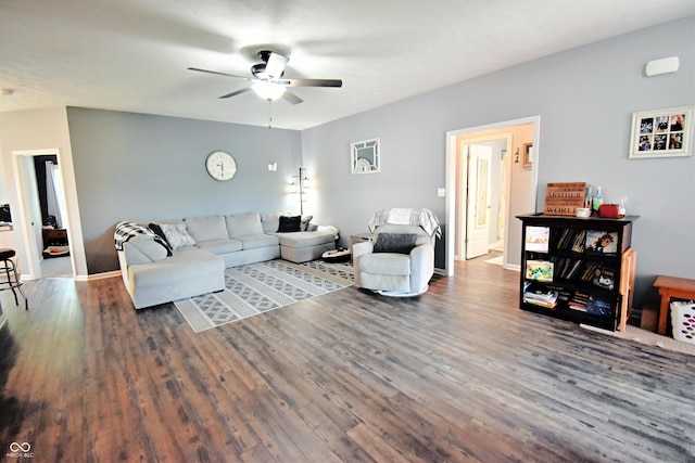 6362 W Friends Way Ct, Paragon, IN 46166 - living area with wood finished floors and a ceiling fan