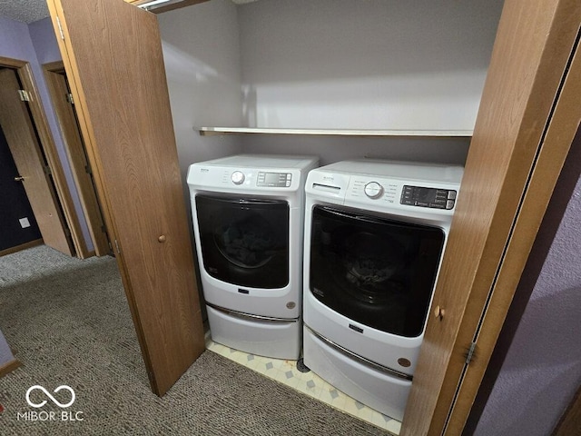 1214 Lindsey Ln, Lebanon, IN 46052 - laundry room with separate washer and dryer and carpet floors