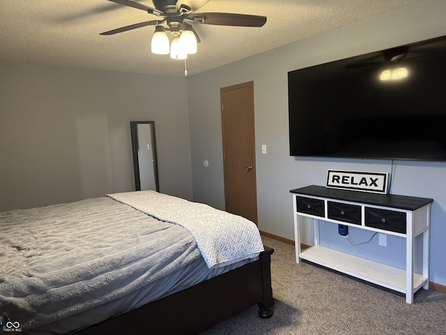1214 Lindsey Ln, Lebanon, IN 46052 - bedroom with carpet, a textured ceiling, and ceiling fan