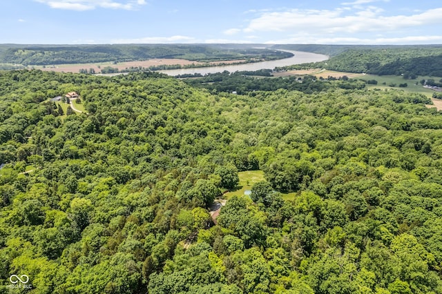 8701 E Splinter Ridge Rd, Madison, IN 47250 - drone / aerial view of a heavily wooded area and a large body of water