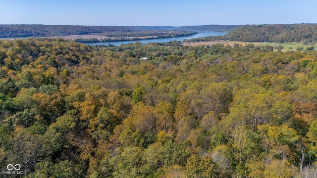 8701 E Splinter Ridge Rd, Madison, IN 47250 - aerial view of property and surrounding area featuring a nearby body of water and a forest