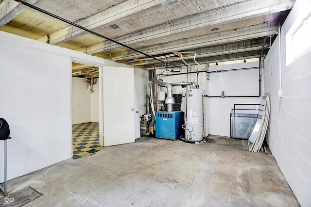 5456 N Park Dr, Indianapolis, IN 46220 - unfinished basement featuring water heater and a heating unit
