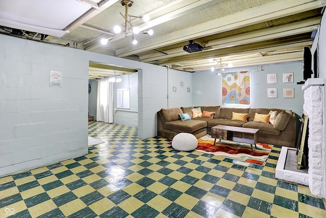 5456 N Park Dr, Indianapolis, IN 46220 - living area featuring tile patterned floors