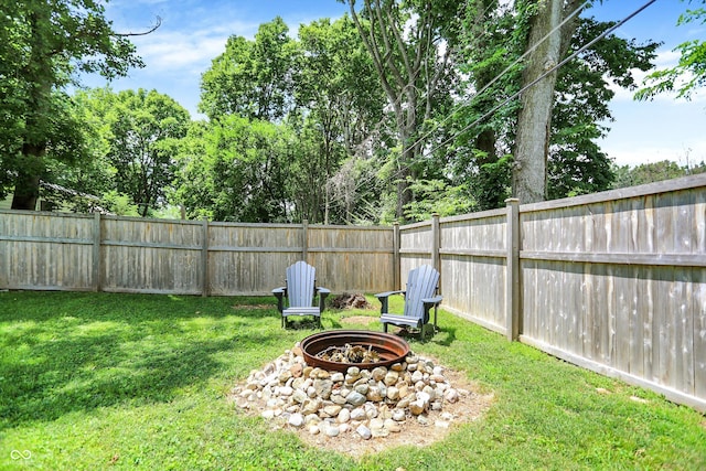 5456 N Park Dr, Indianapolis, IN 46220 - fenced backyard with a fire pit