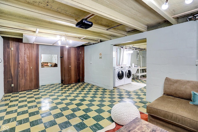 5456 N Park Dr, Indianapolis, IN 46220 - laundry room with tile patterned floors and washer and dryer