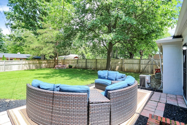 5456 N Park Dr, Indianapolis, IN 46220 - fenced backyard featuring outdoor lounge area and a patio